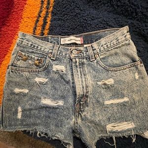Levi’s distressed vintage studded cut off shorts